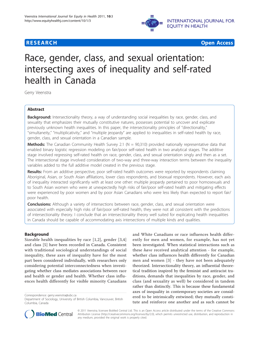 Experiencing race class and gender in the united states pdf Pdf Race Gender Class And Sexual Orientation Intersecting Axes Of Inequality And Self Rated Health In Canada