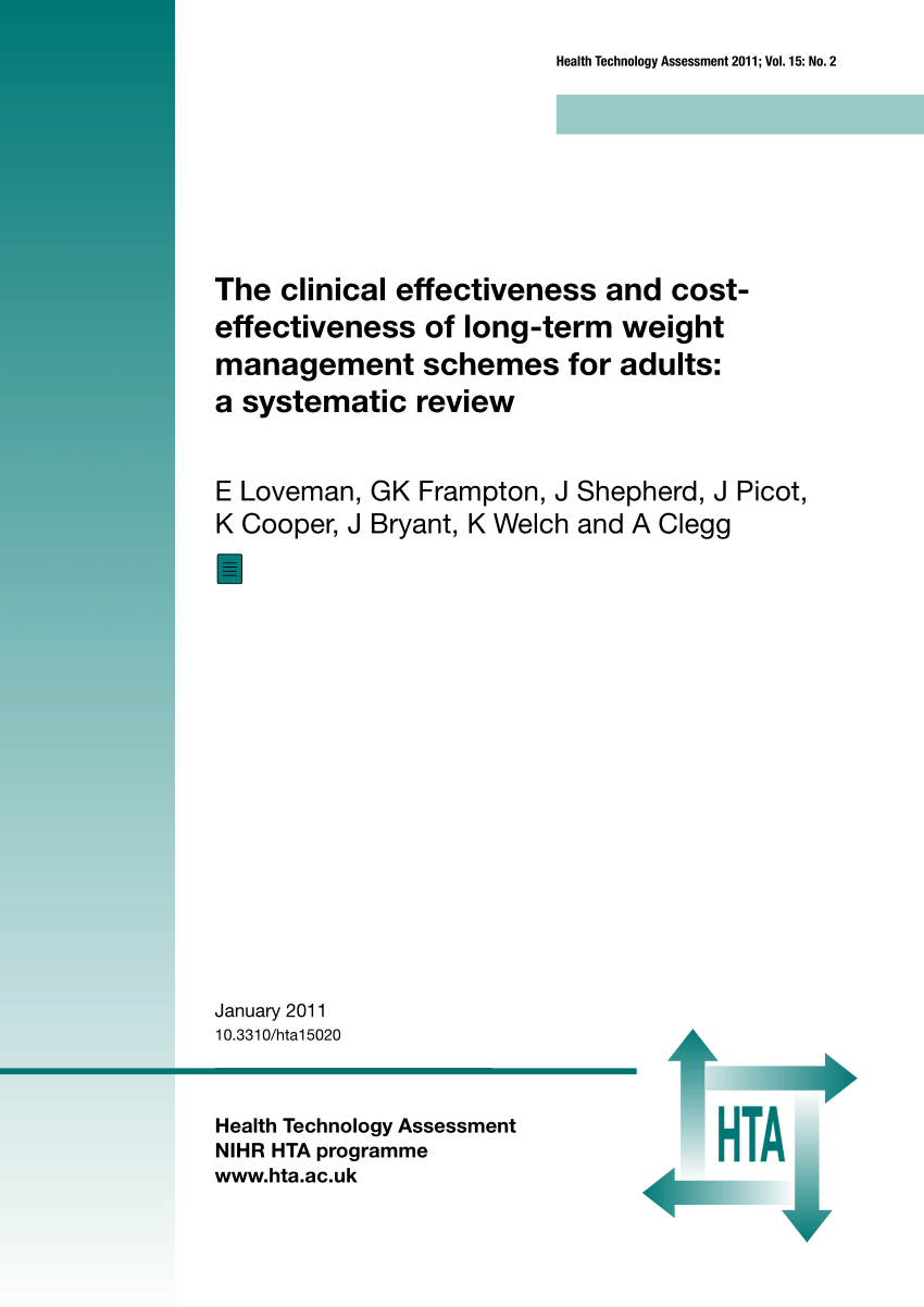 Pdf The Clinical Effectiveness And Costeffectiveness Of Long-term Weight Management Schemes For Adults A Systematic Review