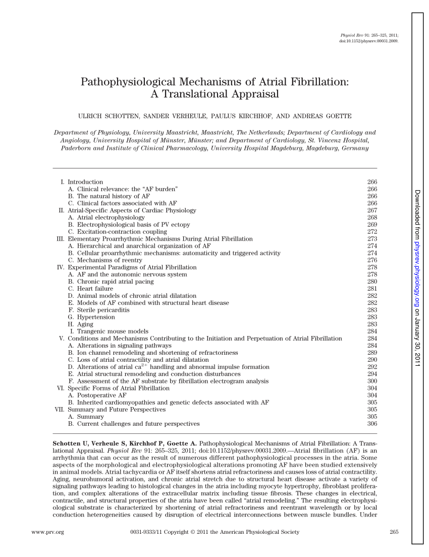 PDF) Pathophysiological Mechanisms of Atrial Fibrillation: A
