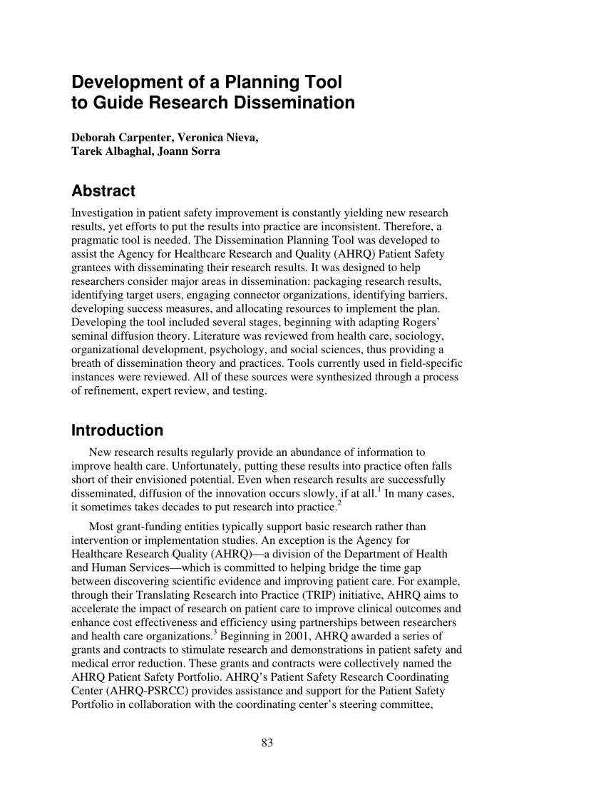 dissemination of research results pdf