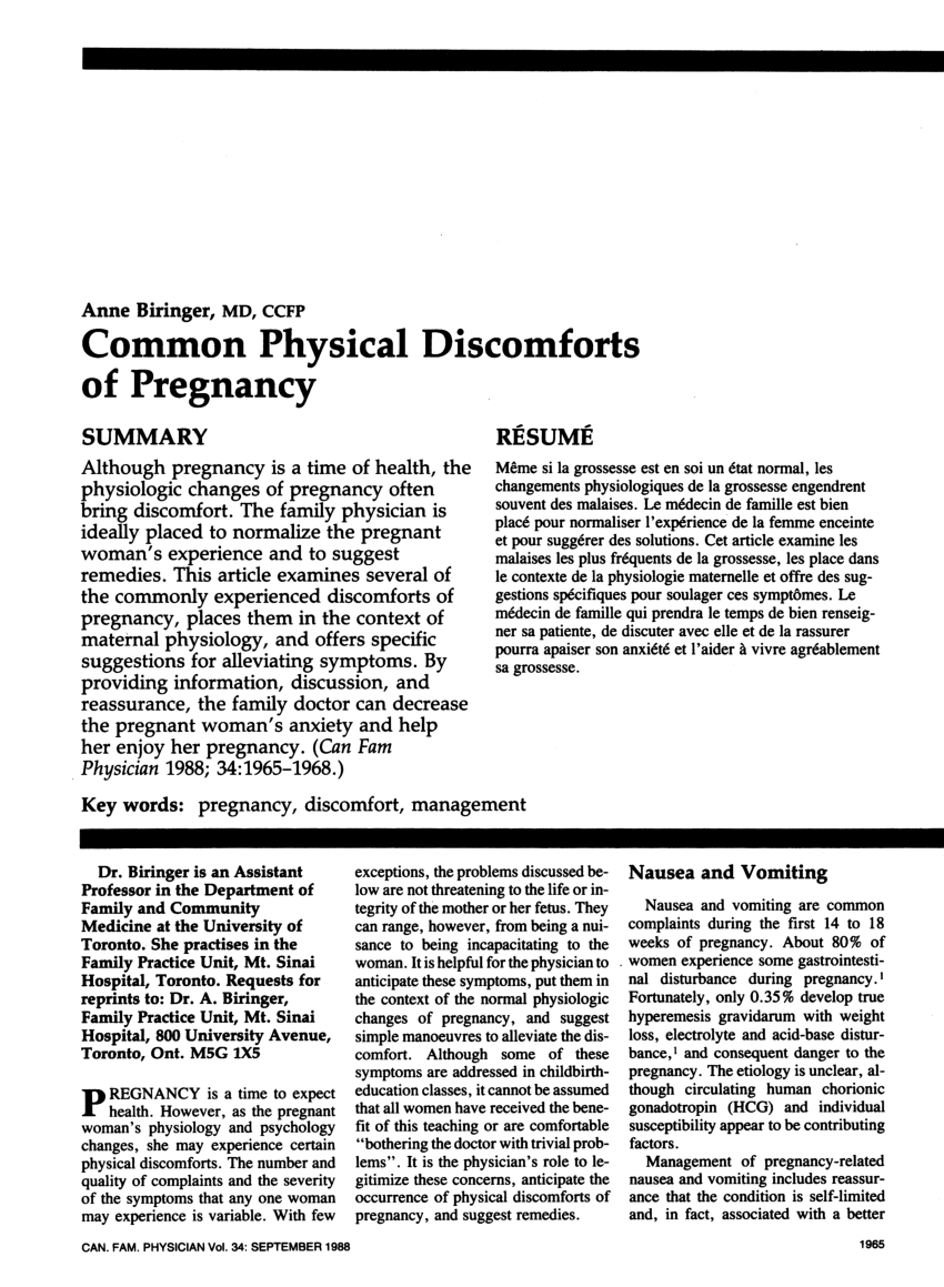 PDF) Common Physical Discomforts of Pregnancy