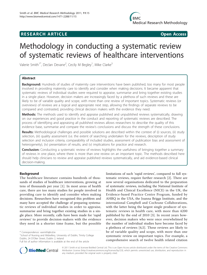 systematic review in healthcare research