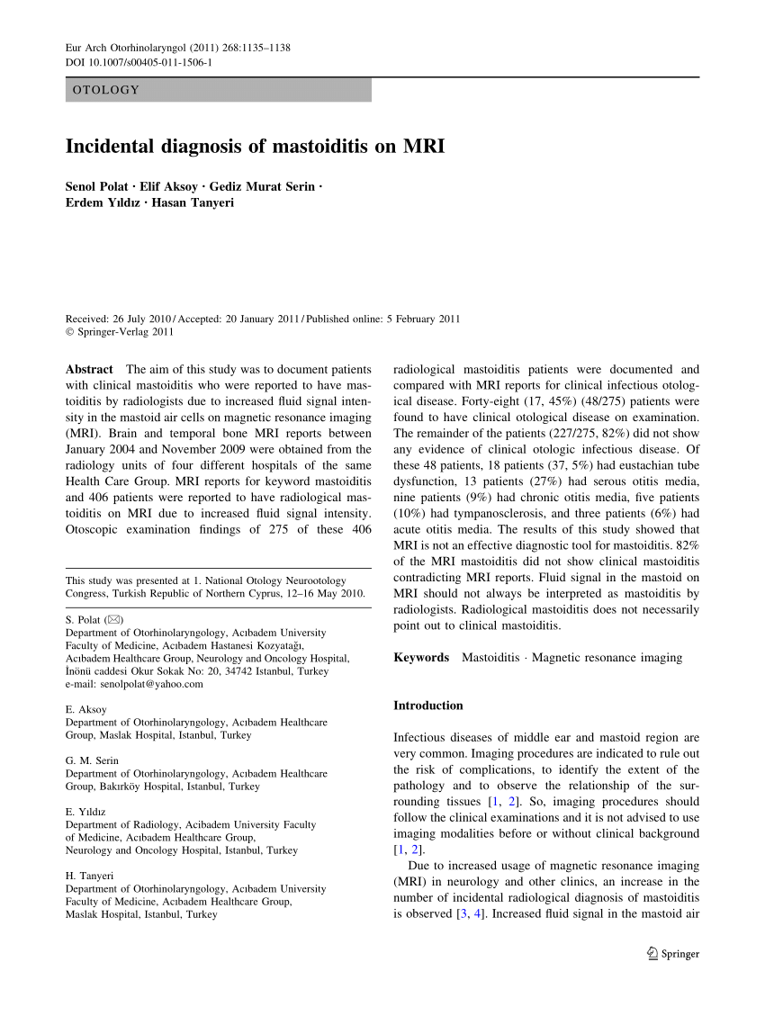 Pdf Incidental Diagnosis Of Mastoiditis On Mri 7704