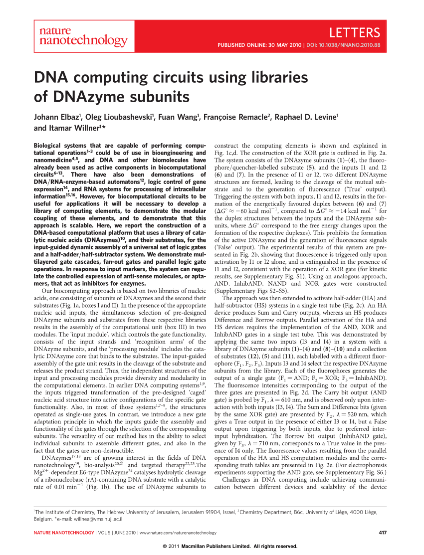 research paper on dna computing pdf