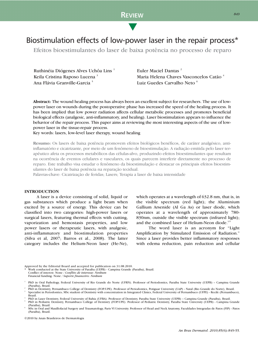 Pdf Biostimulation Effects Of Low Power Laser In The Repair - 