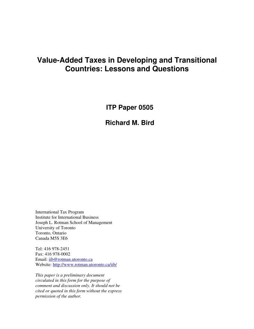 research thesis on value added tax