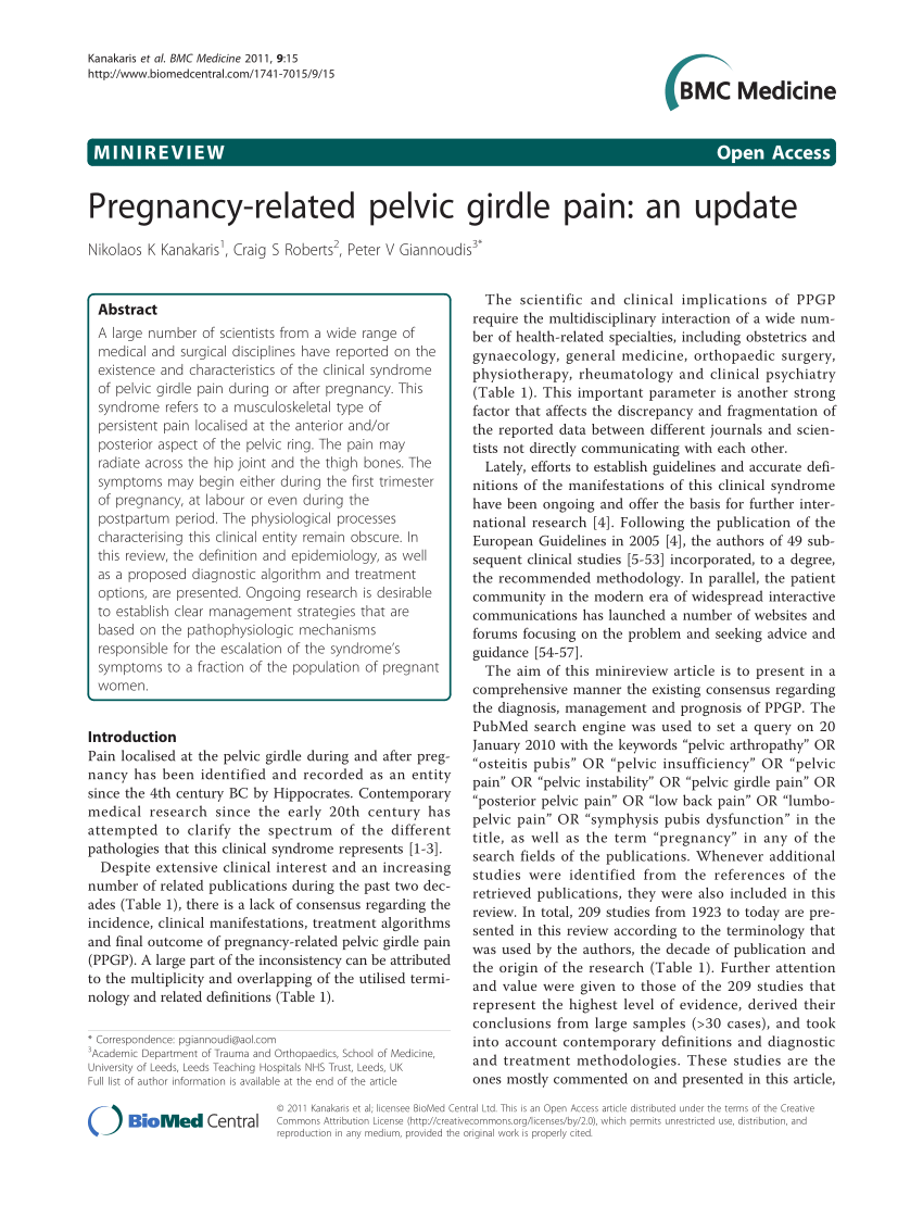 Pdf Pregnancy Related Pelvic Girdle Pain An Update