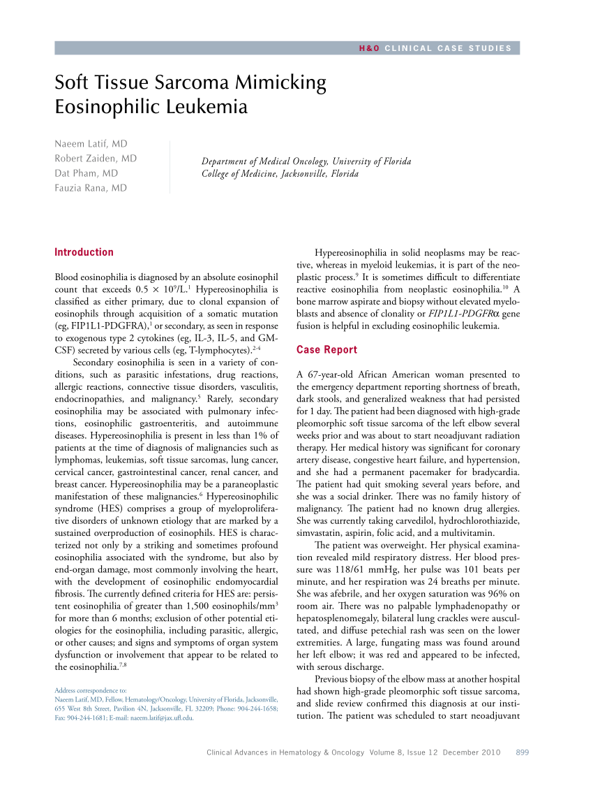 (PDF) Soft tissue sarcoma mimicking eosinophilic leukemia