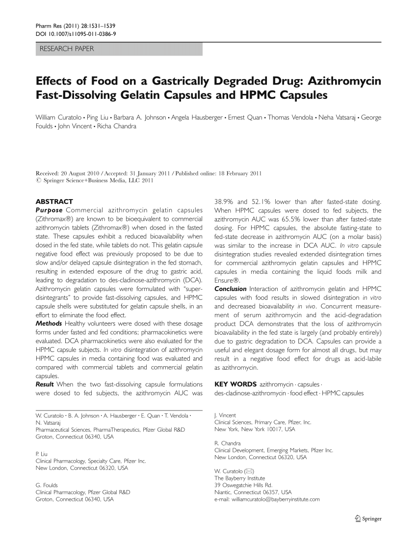 Azithromycin with food take