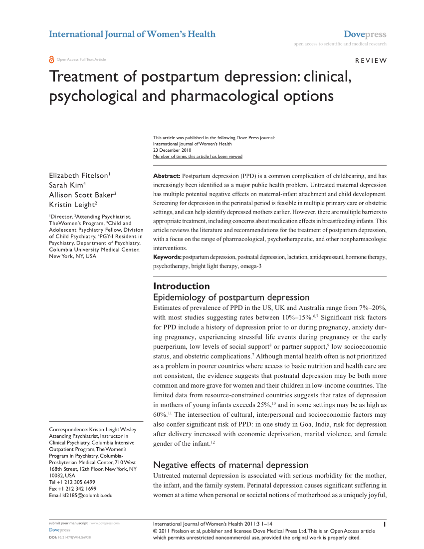 Treatment of postnatal depression