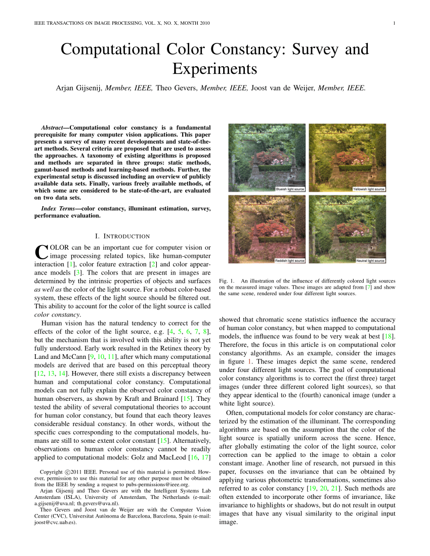 computational color constancy survey and experiments