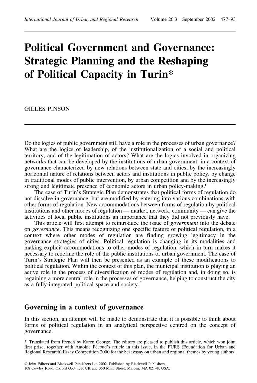 politics and governance essay