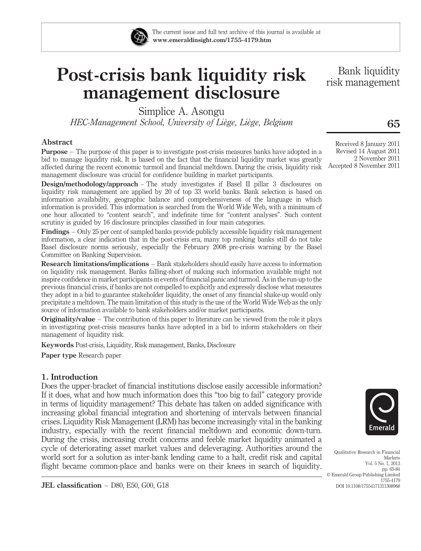 research paper on liquidity management