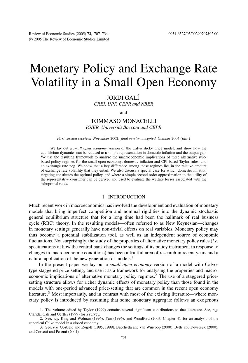 Pdf Monetary Policy And Exchange Rate Interactions In A Small