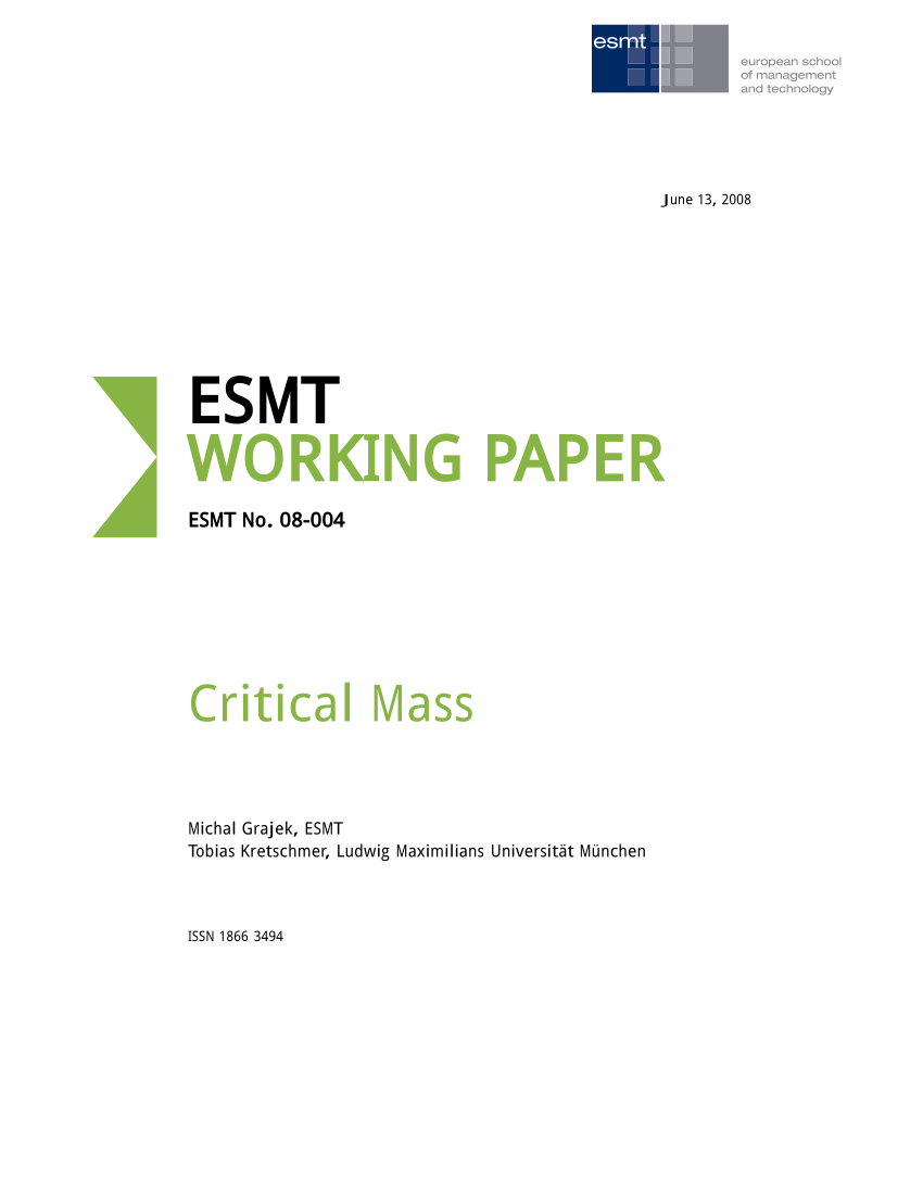 critical mass in research