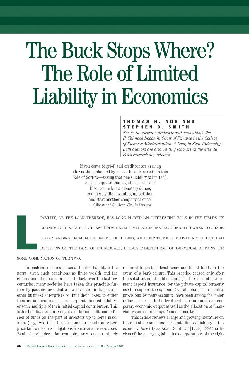 PDF) The buck stops where? The role of limited liability in economics