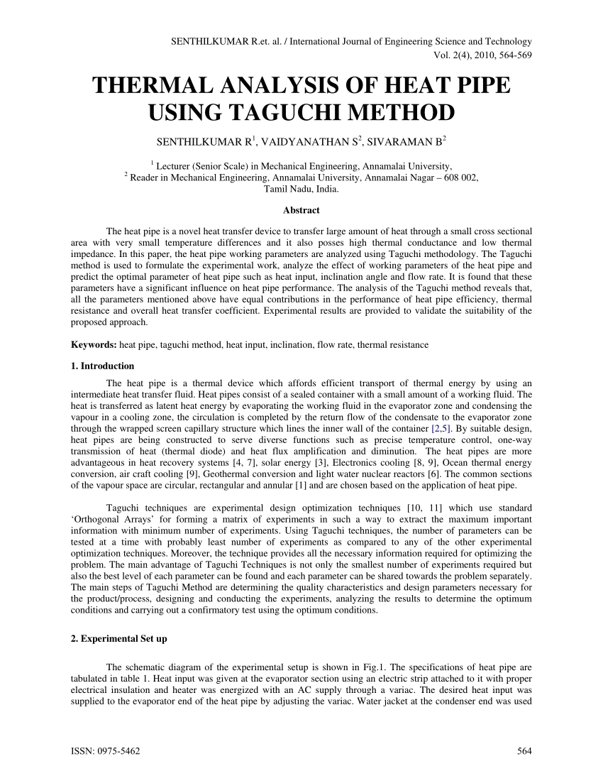 taguchi method research paper
