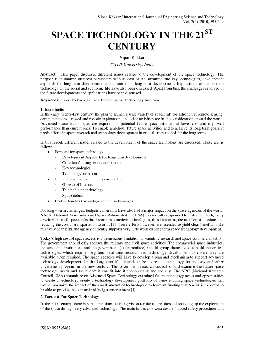 essay on space science and technology