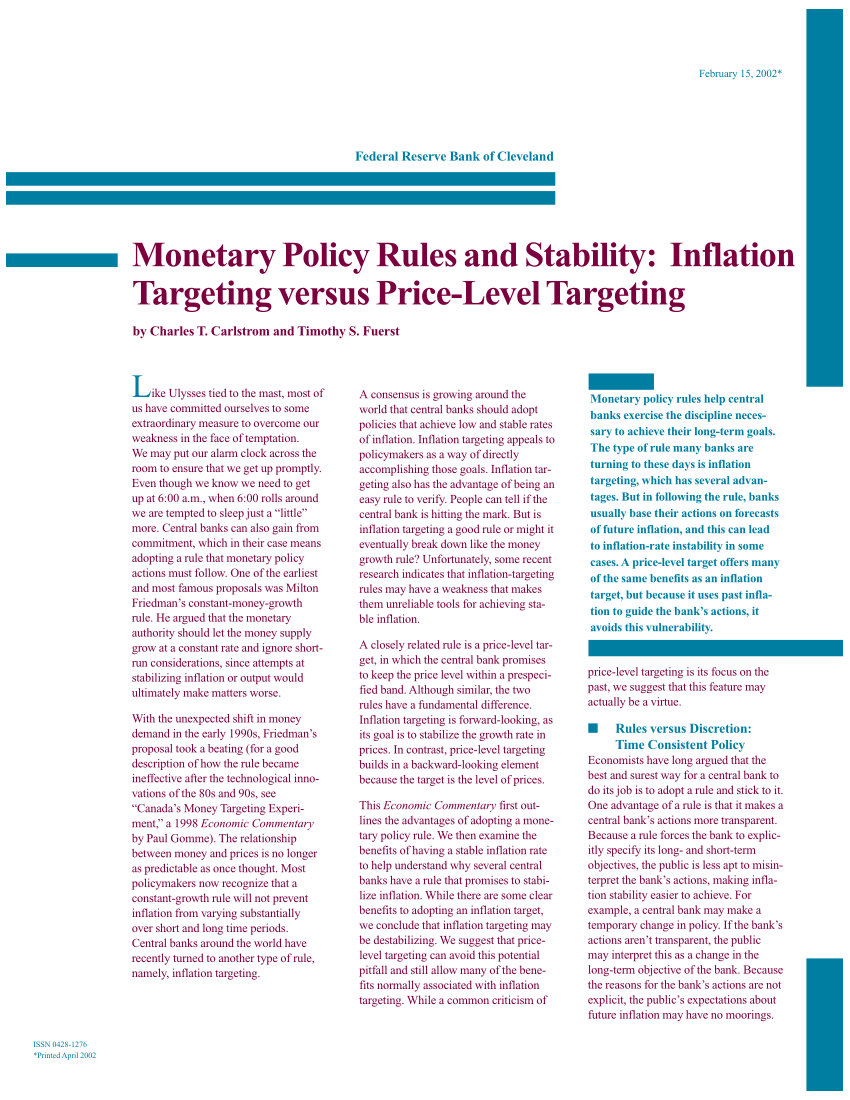 Monetary Aggregate Targeting vs Inflation Targeting the
