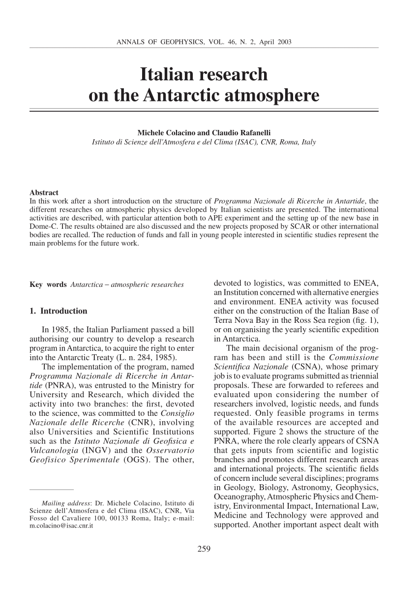 PDF Italian research on the Antarctic atmosphere