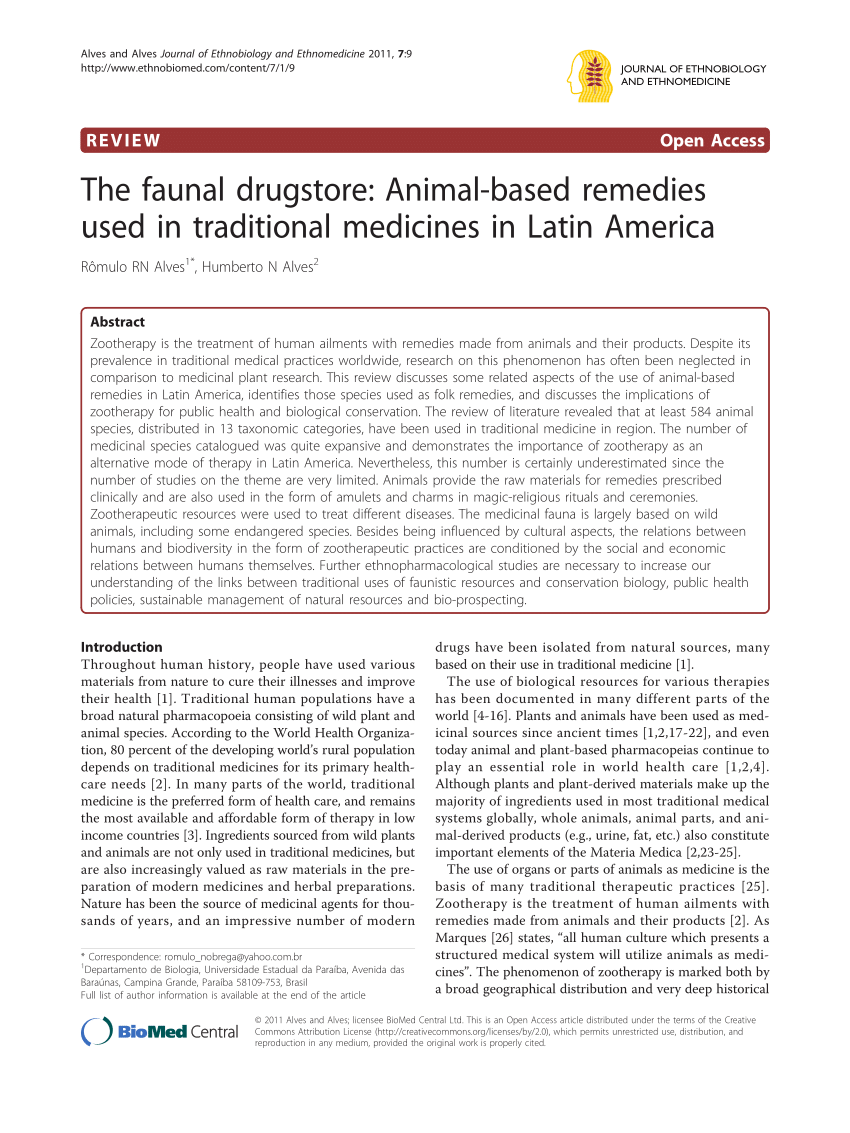 PDF) The faunal drugstore: Animal-based remedies used in traditional  medicines in Latin America