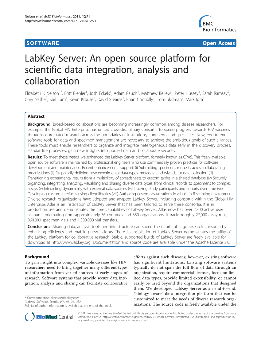 PDF) LabKey Server: An open source platform for scientific data ...