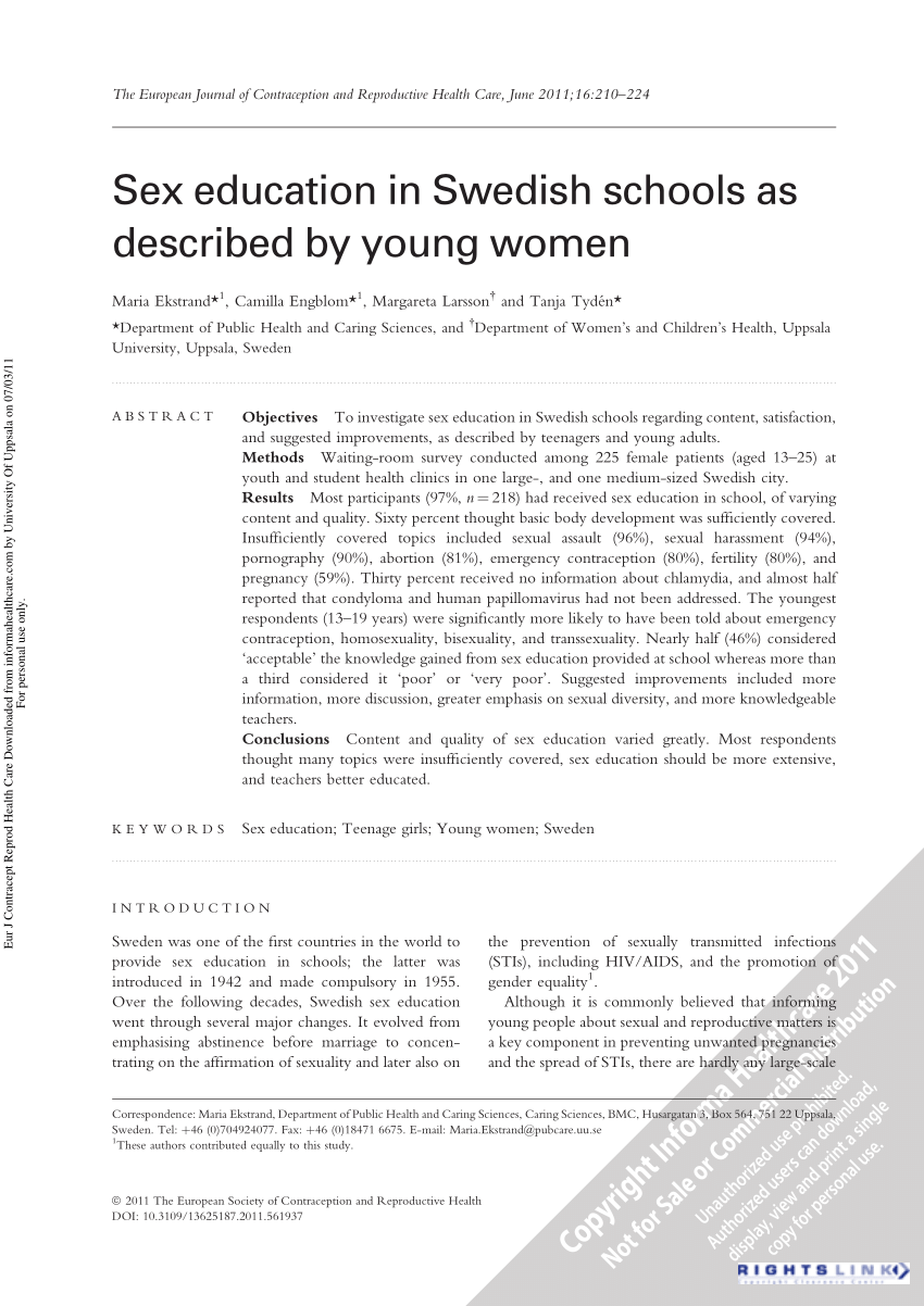 Fine Black Porn Youngest - PDF) Sex education in Swedish schools as described by young women