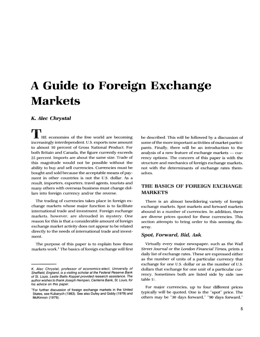 research topics on foreign exchange market