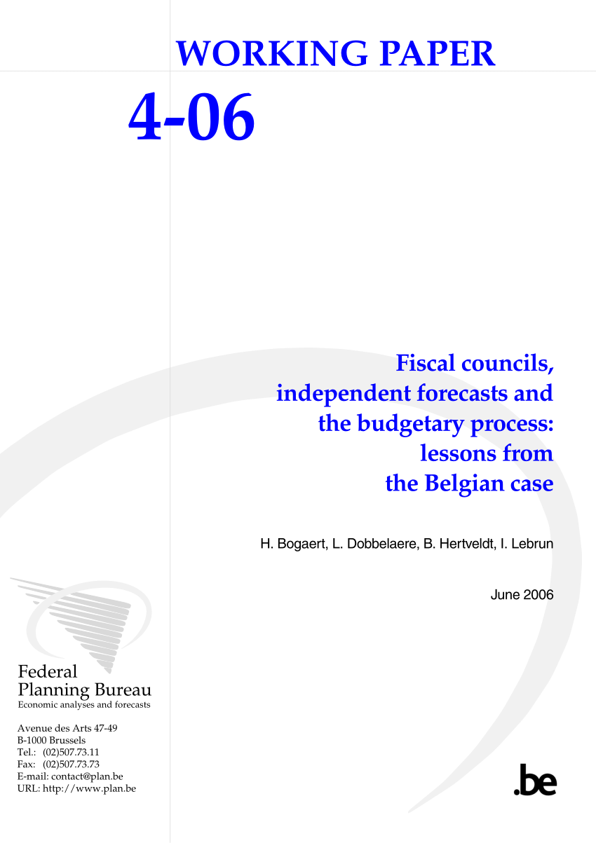 Pdf Fpb Working Paper 04 06 Fiscal Councils Independent Forecasts And The Budgetary Process Lessons From The Belgian Case