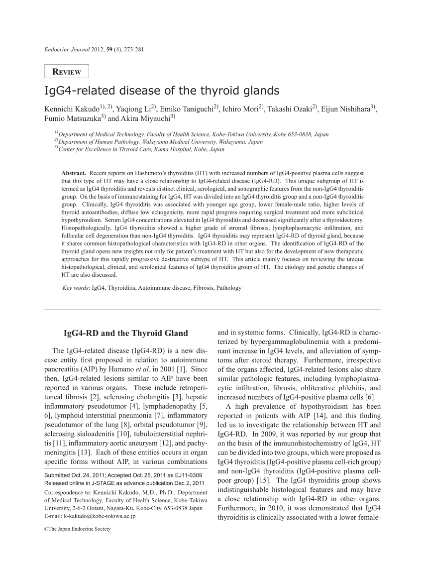 Pdf Diagnosis Of Hashimotos Thyroiditis And Igg4 Related Sclerosing