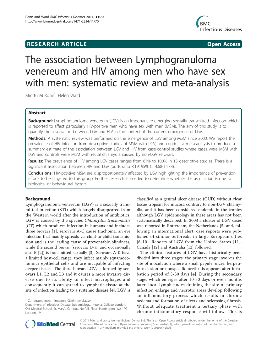 Pdf The Association Between Lymphogranuloma Venereum And Hiv Among Men Who Have Sex With Men 