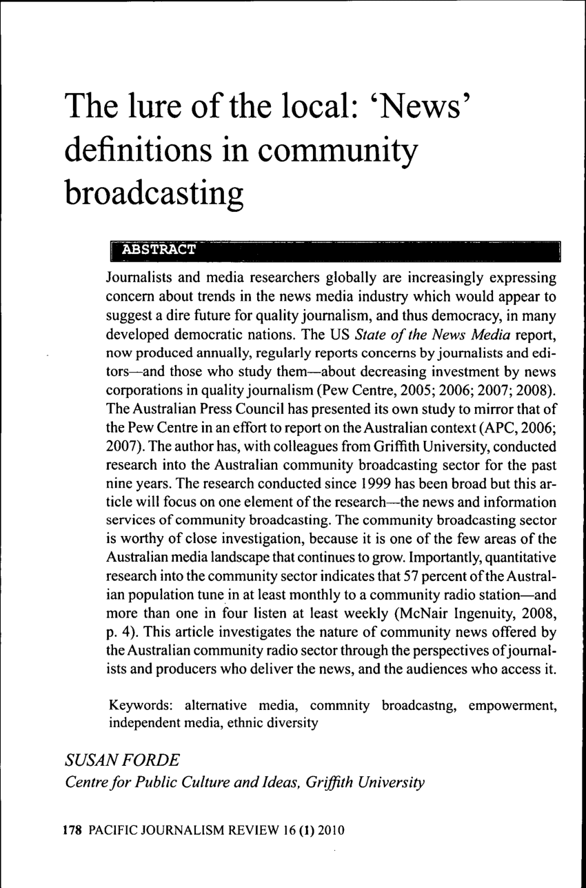 PDF) The Lure of the Local: 'News' Definitions in Community Broadcasting