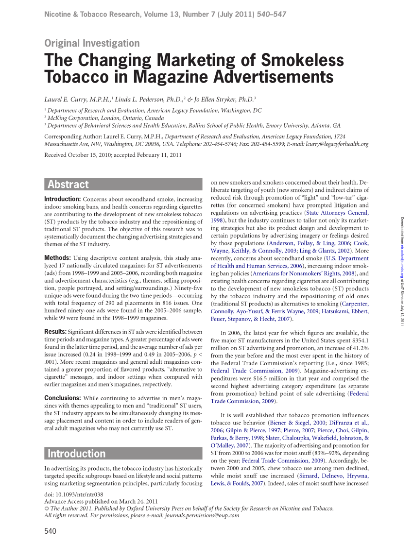 case study on cigarette advertising