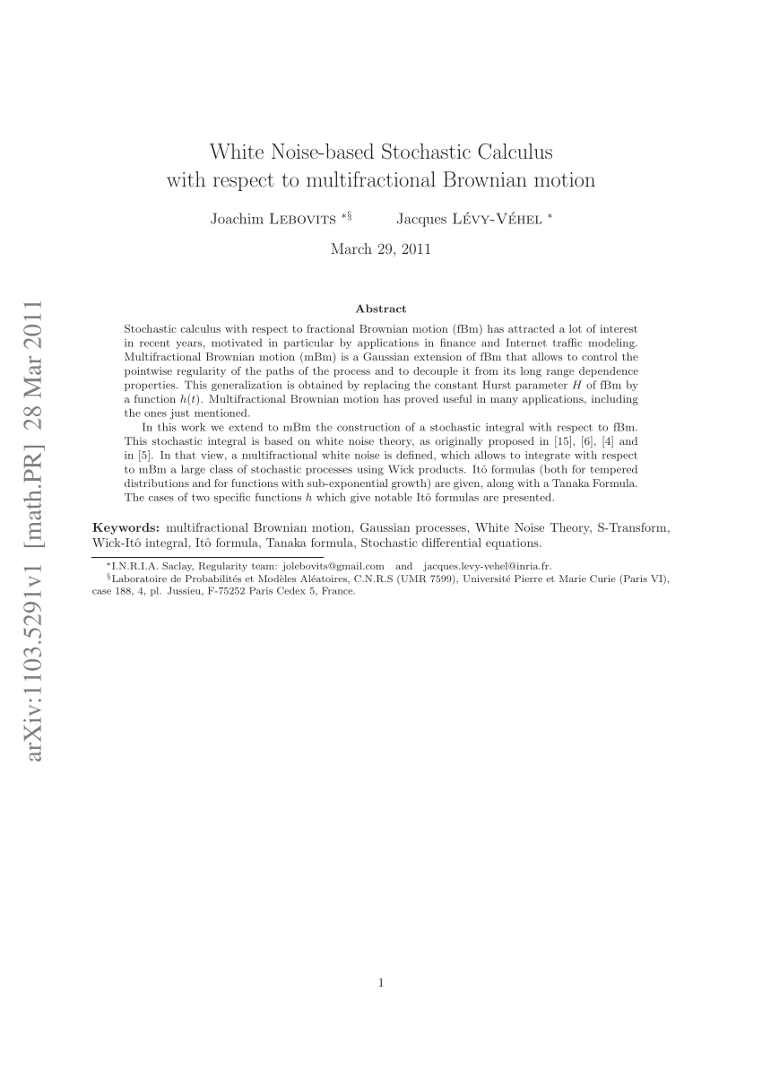 Pdf Stochastic Calculus With Respect To Multifractional Brownian Motion