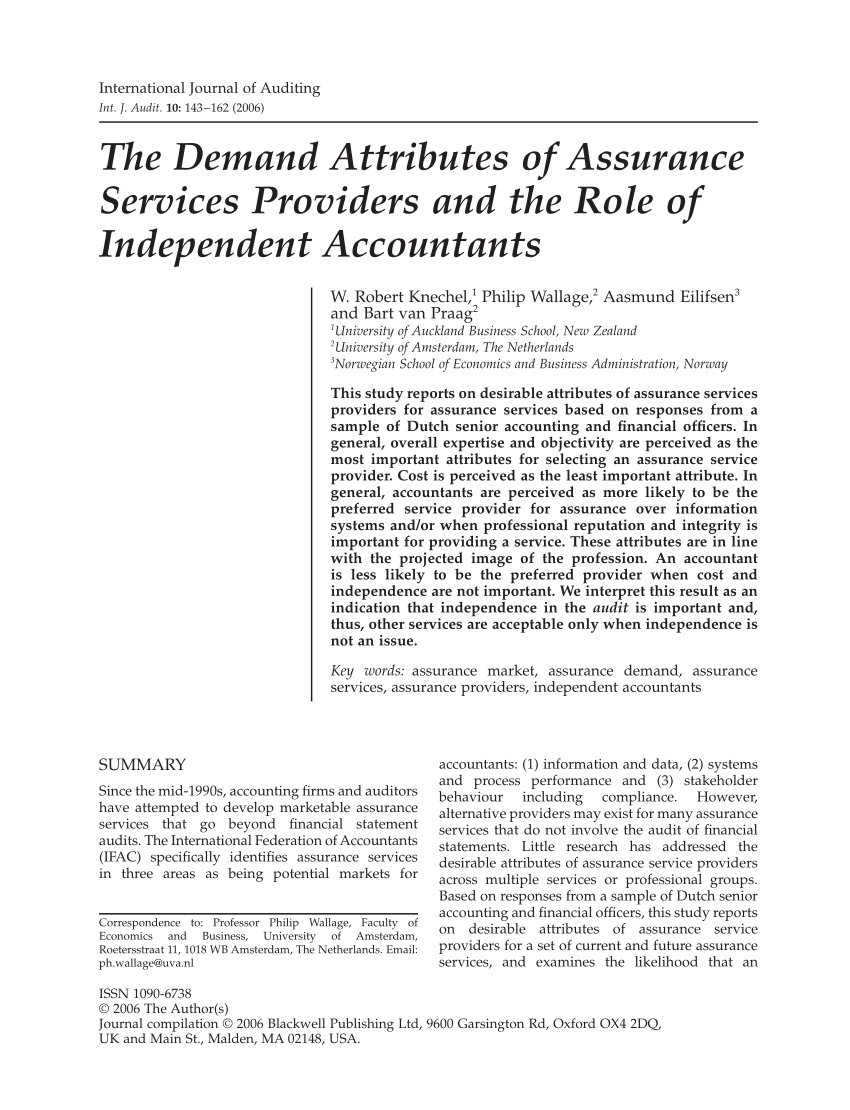 pdf the demand attributes of assurance services and role independent accountants negative net income on statement