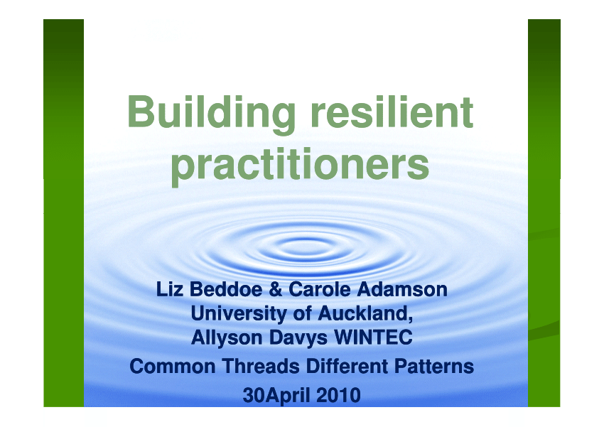 (PDF) Building resilient practitioners