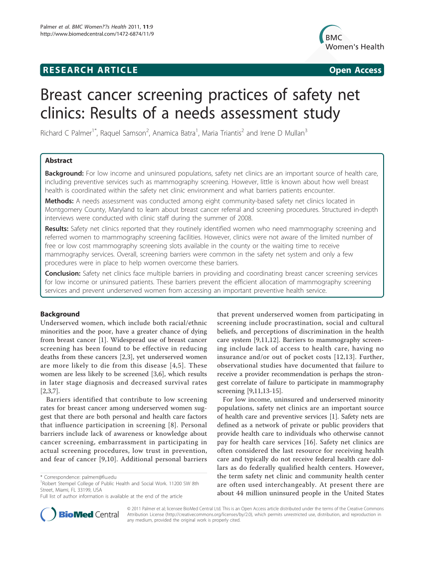 breast cancer screening practices literature review