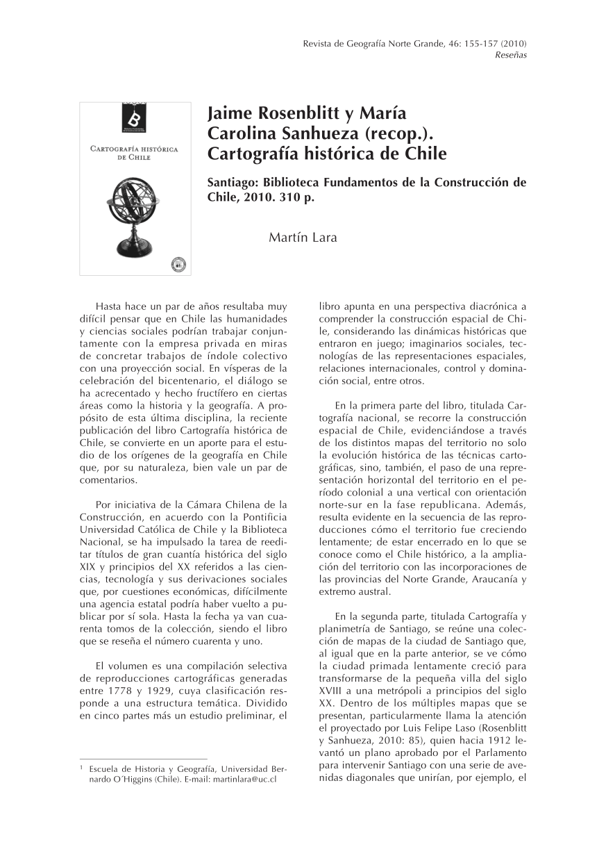 Pdf Resena De Cartografia Historica De Chile De Jaime Rosenblitt Y Maria Carolina Sanhueza Recop
