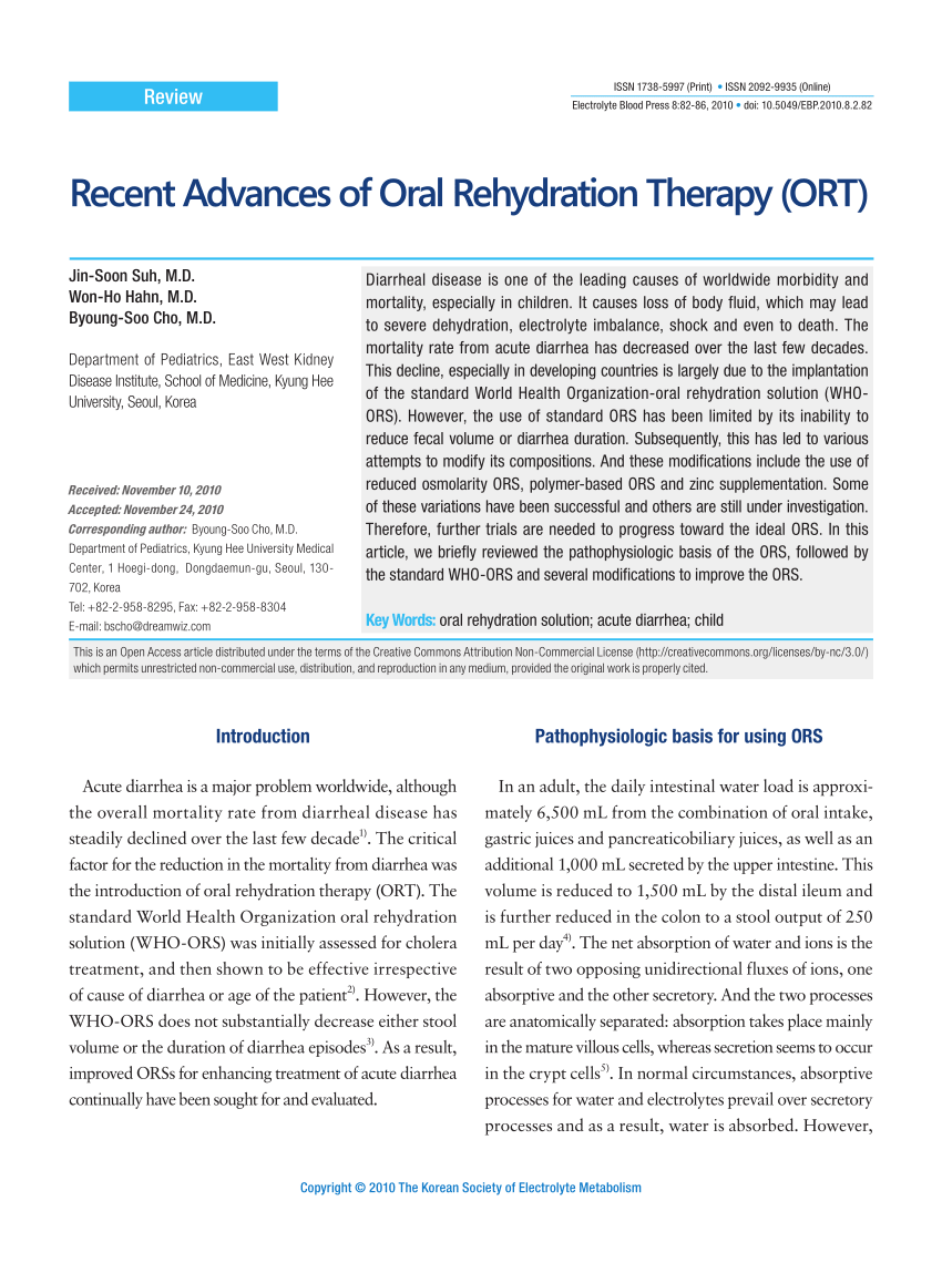 research project on oral rehydration therapy