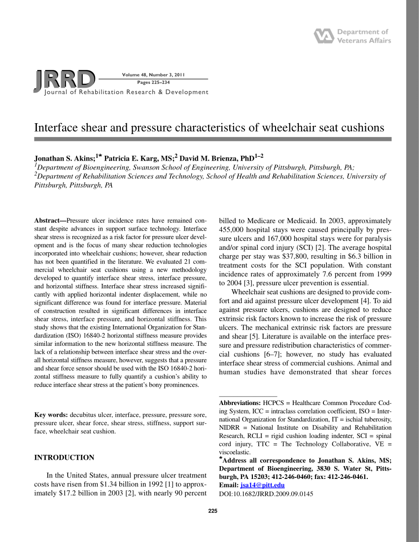 WHEELCHAIR CUSHIONS: Healing Pressure Ulcers by Addressing SHEAR