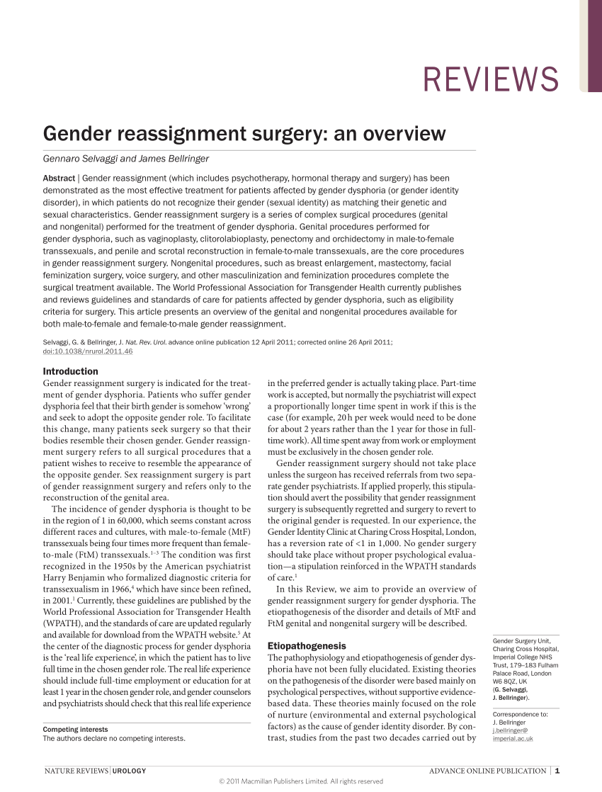gender reassignment surgery essay