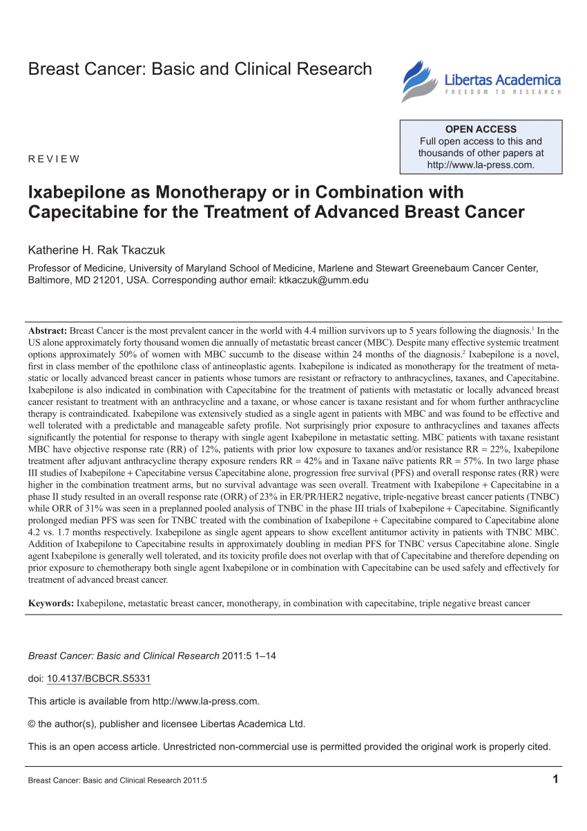 (PDF) Ixabepilone as Monotherapy or in Combination with Capecitabine ...