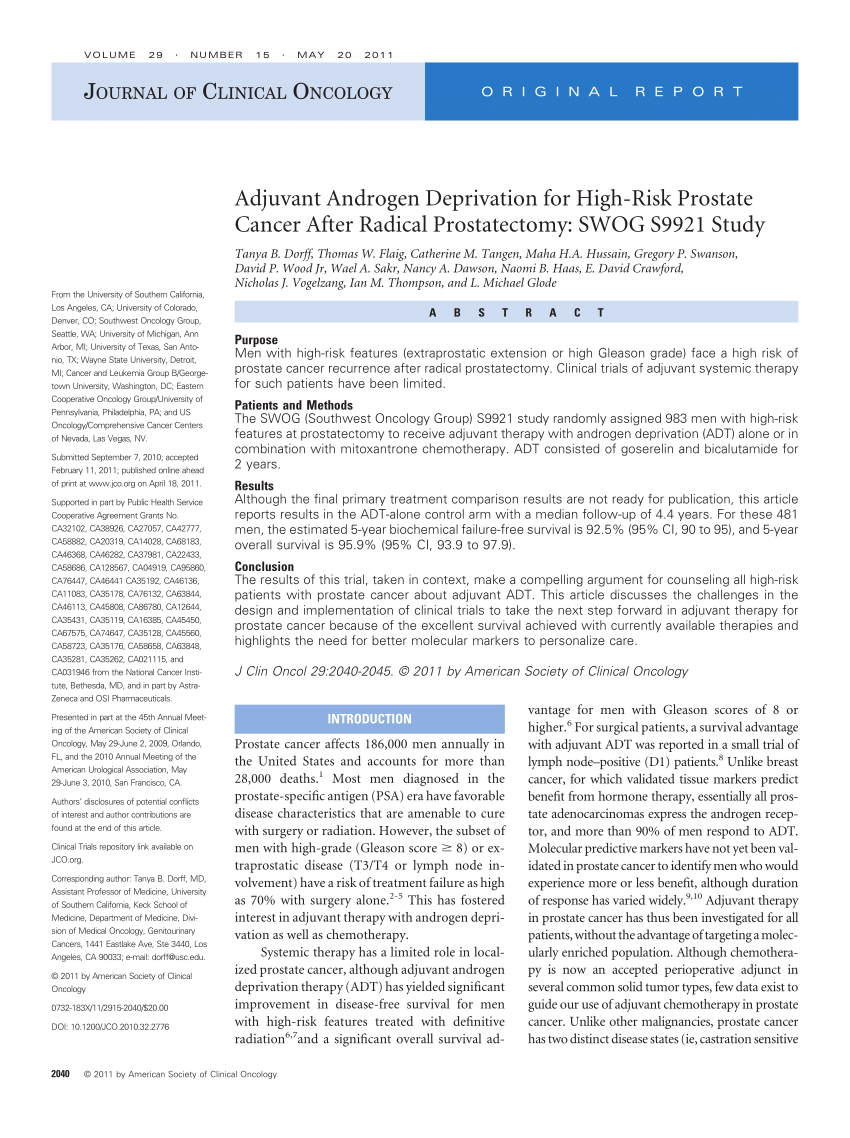 (PDF) Adjuvant Androgen Deprivation for HighRisk Prostate