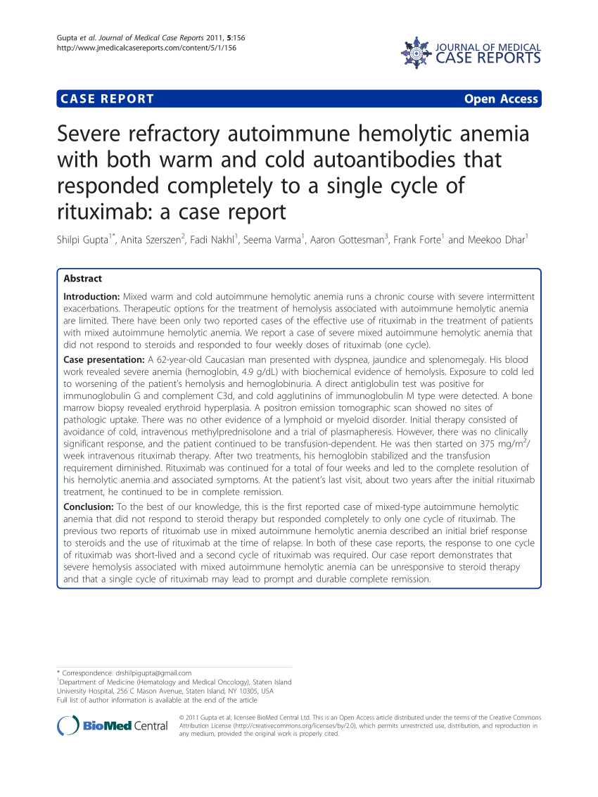case study on autoimmune hemolytic anemia