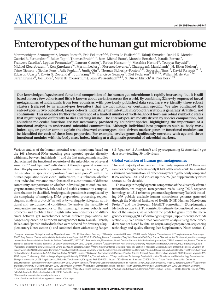 kurve Reception forudsætning PDF) Enterotypes of the human gut microbiome