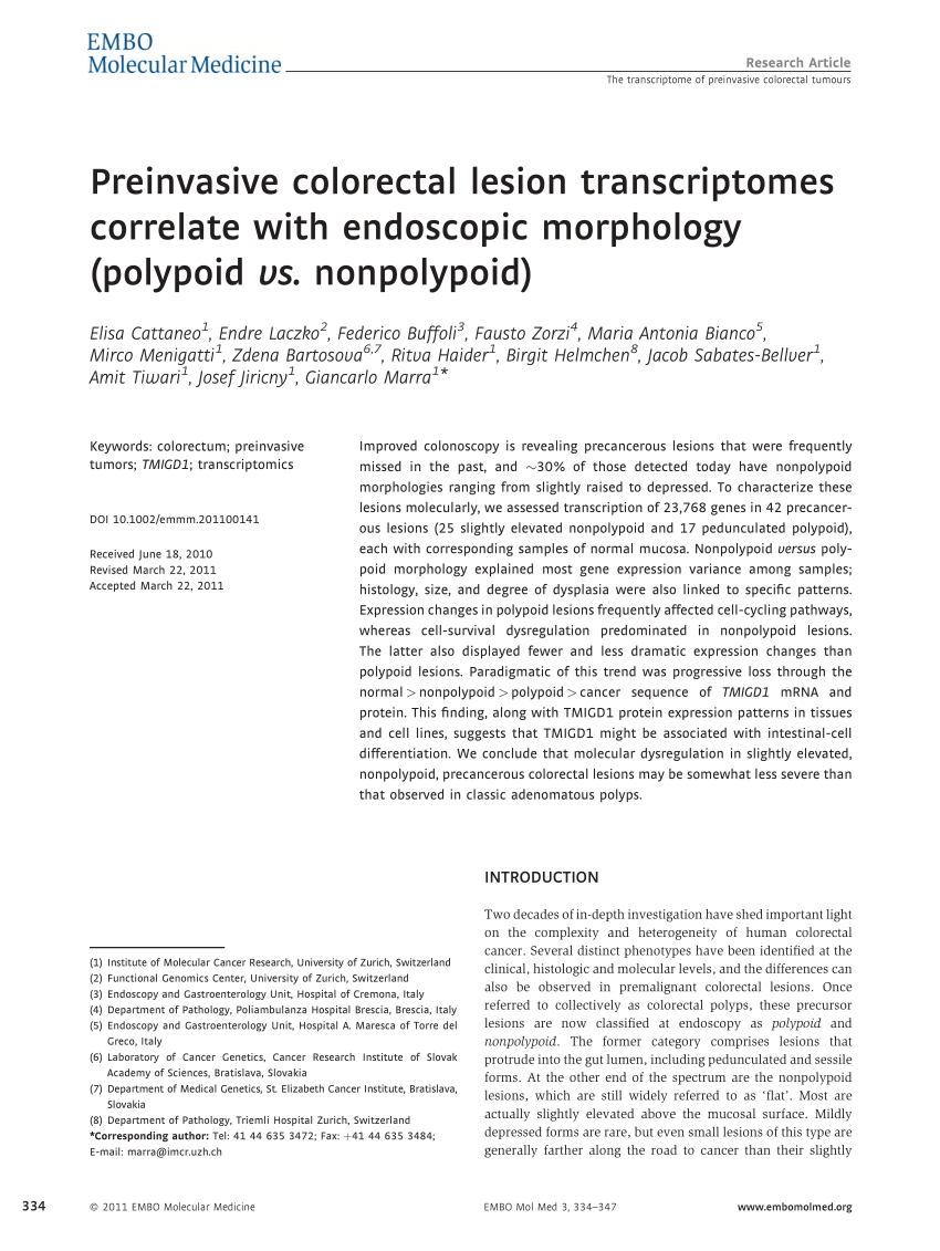 PDF) colorectal lesion transcriptomes correlate with endoscopic (polypoid nonpolypoid)