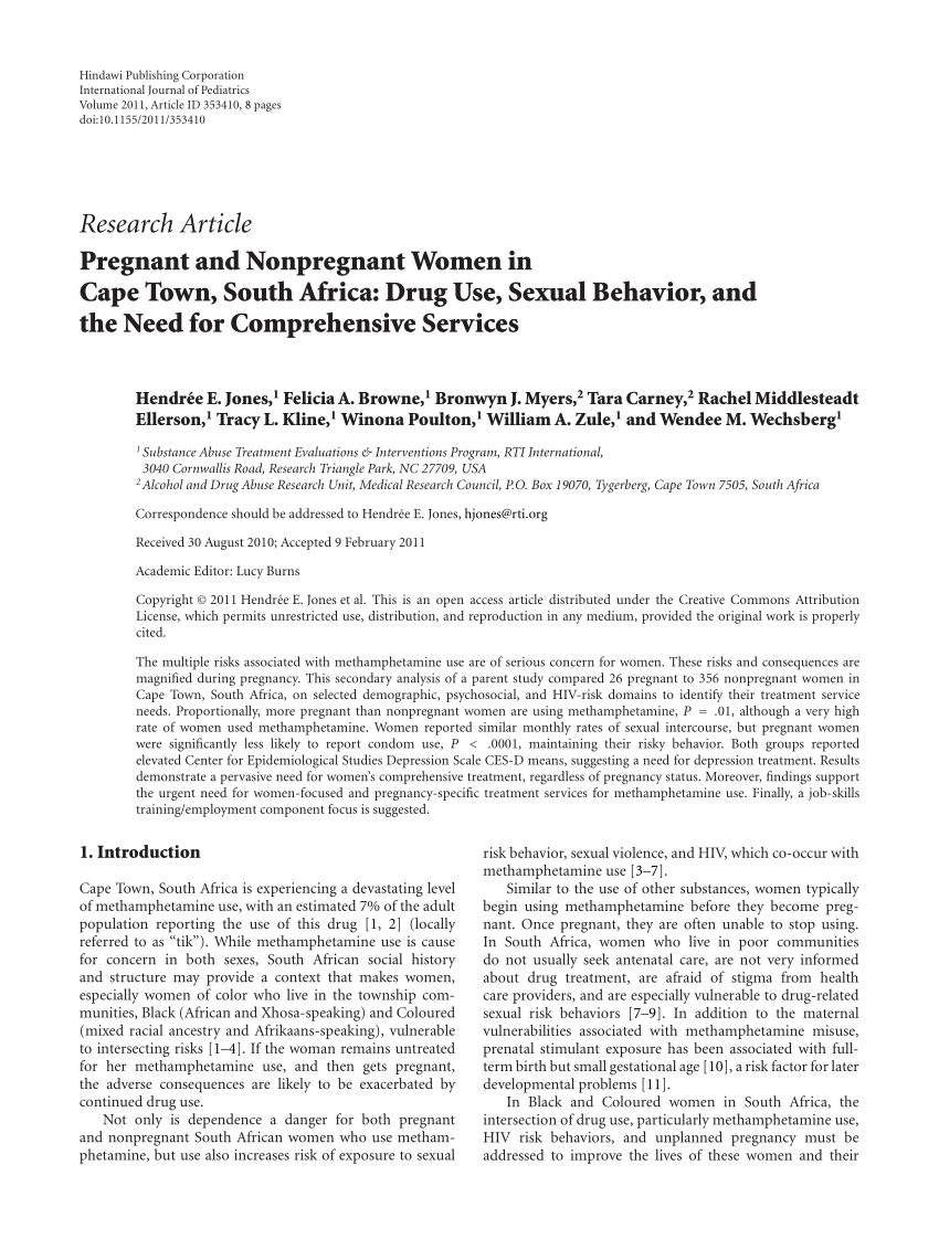 PDF) Pregnant and Nonpregnant Women in Cape Town, South Africa Drug Use, Sexual Behavior, and the Need for Comprehensive Services