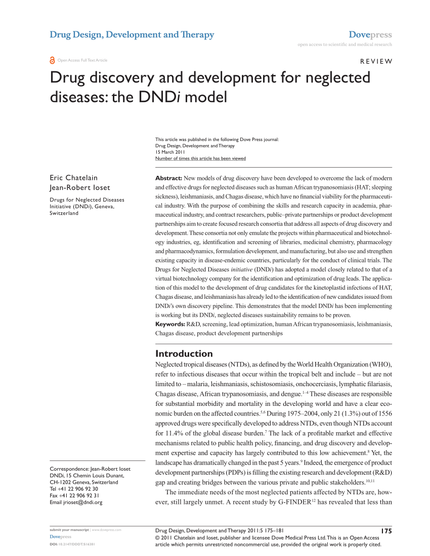 PDF) Drug discovery and development for neglected diseases: The ...