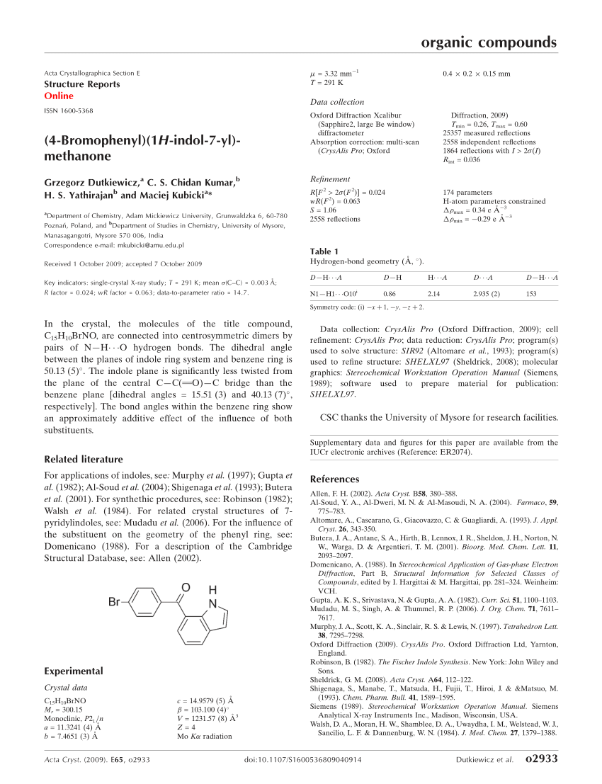 PDF) (4-Bromophenyl)(1H-indol-7-yl)methanone