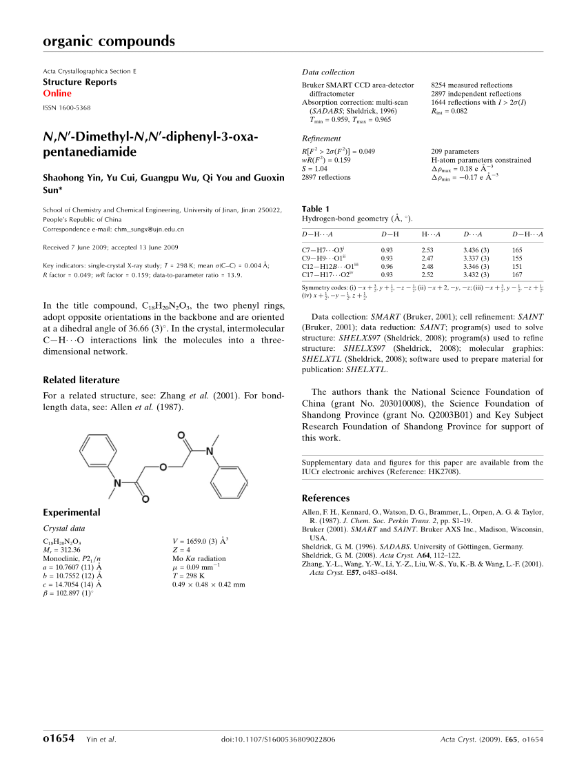 Pdf N N Dimethyl N N Diphenyl 3 Oxapentanediamide